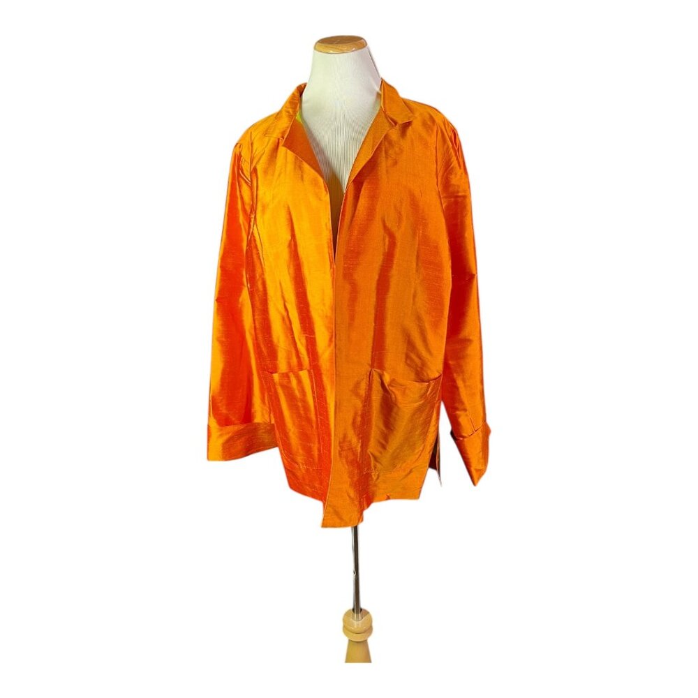NWT UC2 Under Construction Size XL Silk Jacket Open-Front Reversible Orange - Picture 3 of 12
